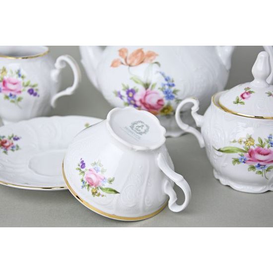 Tea set for 6 pers., Thun 1794 Carlsbad porcelain, BERNADOTTE Meissen Rose