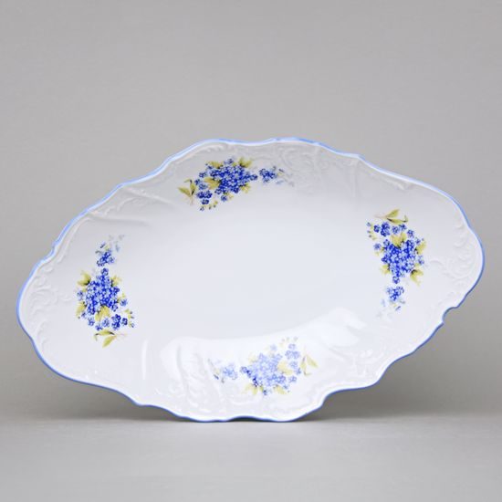 Bread basket 34 cm, Thun 1794 Carlsbad porcelain, BERNADOTTE Forget-me-not-flower
