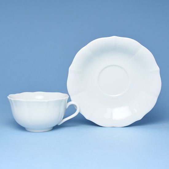 Cup tea 0,20 l / saucer 15,5 cm, white porcelain, Český porcelán a.s.