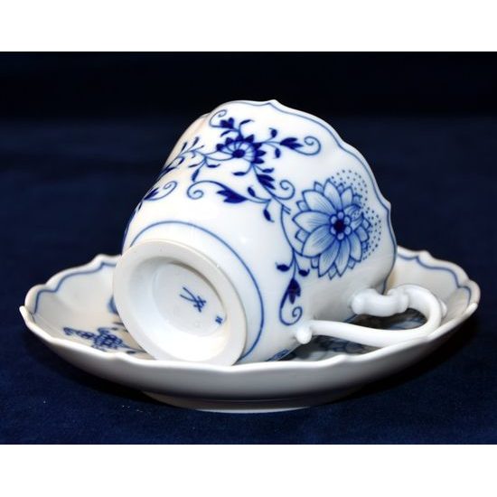 Šálek 110 ml a podšálek 140 mm, pravý cibulák, Míšeňský porcelán