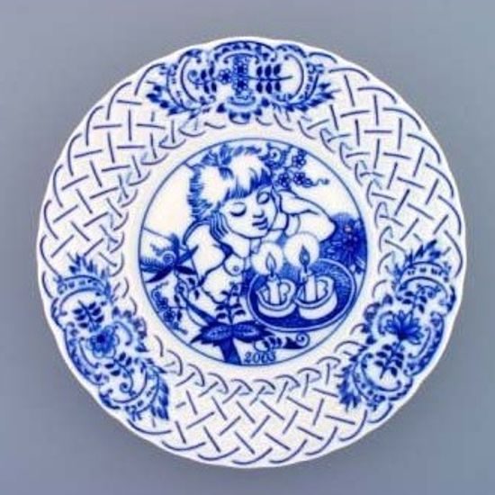 Annual plate 2003 18 cm, relief, Blue Onion Pattern