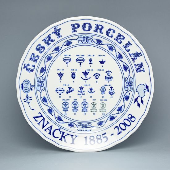 Plate pendent - back stamps review 26 cm, Original Blue Onion Pattern, QII