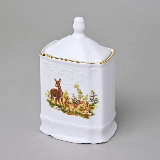 Kořenková souprava, 6 koř., Thun 1794, karlovarský porcelán, BERNADOTTE myslivecká