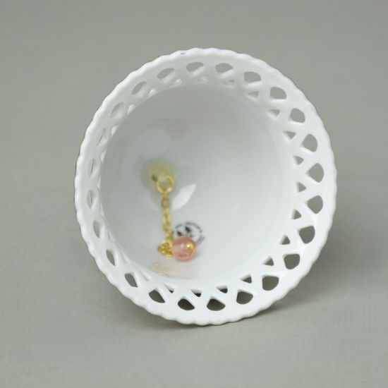 Zvonek 10 cm bílý, Byzant 404b, Růžový porcelán z Chodova