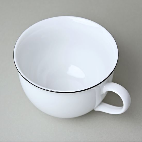 Olga: Šálek (hrnek) snídaňový 400 ml s černou linkou, Český porcelán a.s.