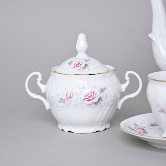 Gold line: Coffee set for 6 persons, Thun 1794 Carlsbad porcelain, BERNADOTTE roses