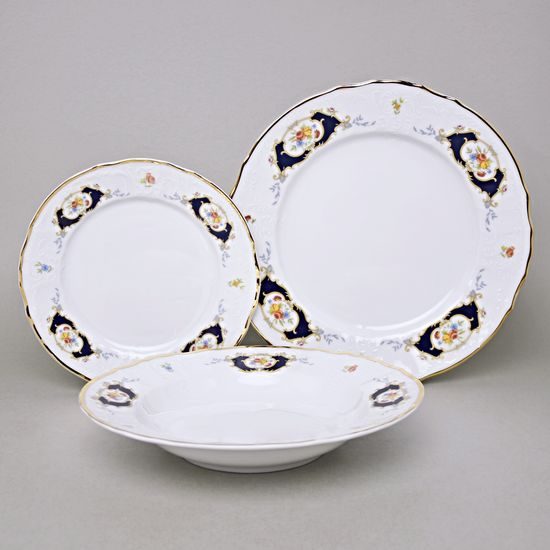 Talířová souprava pro 6 osob, Thun 1794, karlovarský porcelán, BERNADOTTE erbíky
