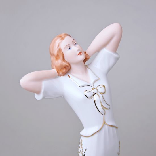 Lady 13,5 x 11 x 29 cm, White + Gold, Porcelain figures Duchcov
