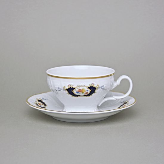 Tea cup and saucer 205 ml / 15,5 cm, Thun 1794 Carlsbad porcelain, BERNADOTTE arms