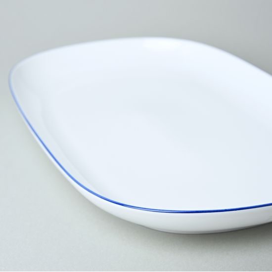 Dish oval 36 cm flat, Thun 1794 Carlsbad porcelain, TOM blue