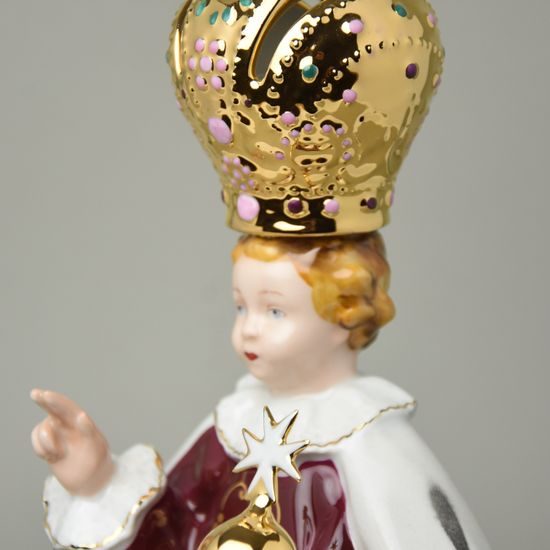 Prague Infant Jesus, mid size, 32,5 x 25 x 10,5 cm, decor Purpur, Porcelain Figures Duchcov