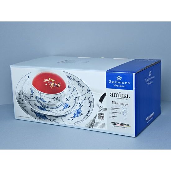 Čajová sada 18 díl., Amina slaměnka, porcelán Seltmann