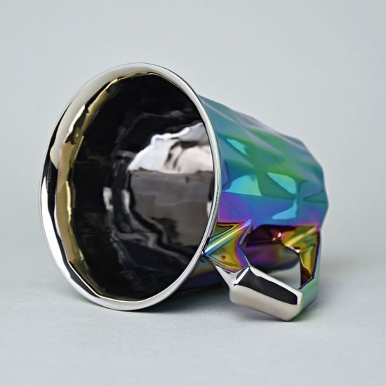 Hrnek Maxi Diamond Titanum, zeleno duhová a platina, 550 ml, porcelán Goldfinger