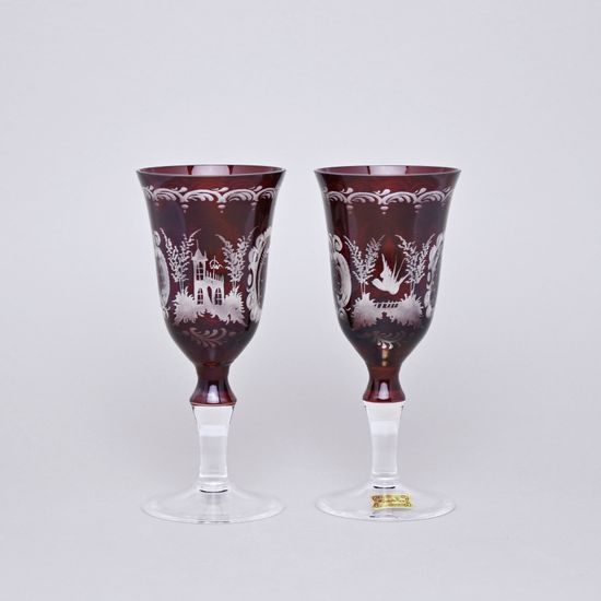 Egermann: Set of 2 Wine Glasses 180 ml, Red Stain, Crystal Glasses Egermann