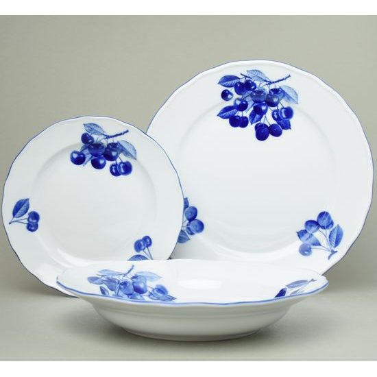 Plate set for 6 pers., Cesky porcelan a.s., Blue cherry