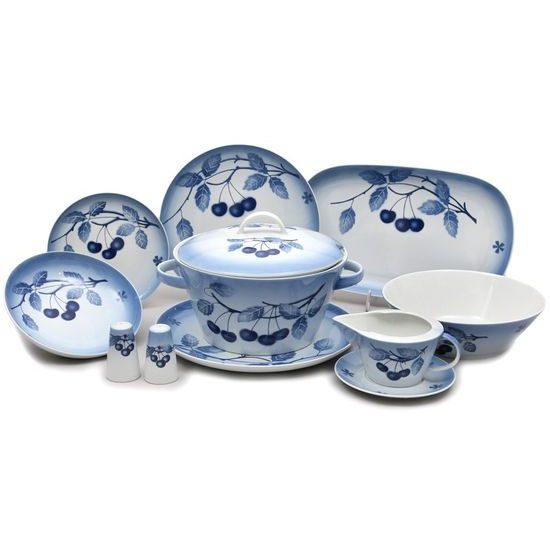 Tom 30112, Dining set for 6 pers., Thun 1794 Carlsbad porcelain, Blue cherry