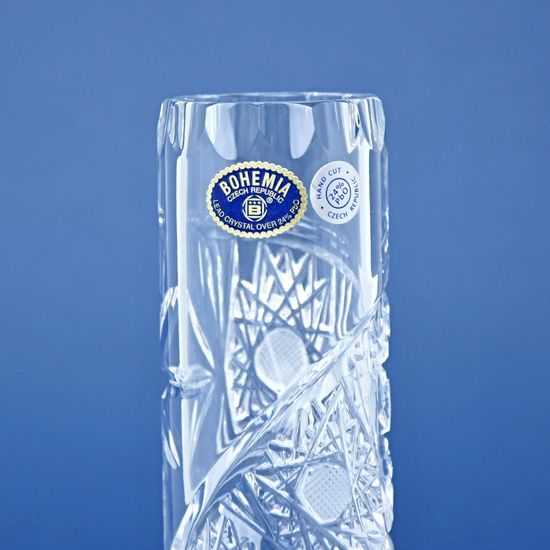 Křišťálová váza válec broušená úzká Kometa, 230 mm, GLASSPO / Crystal Bohemia