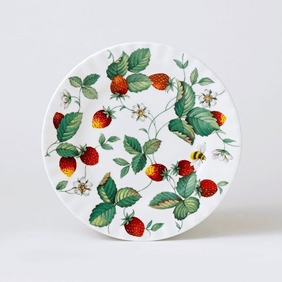 Alpine strawberry: Plate dessert 20 cm, english fine bone china, Roy Kirkham