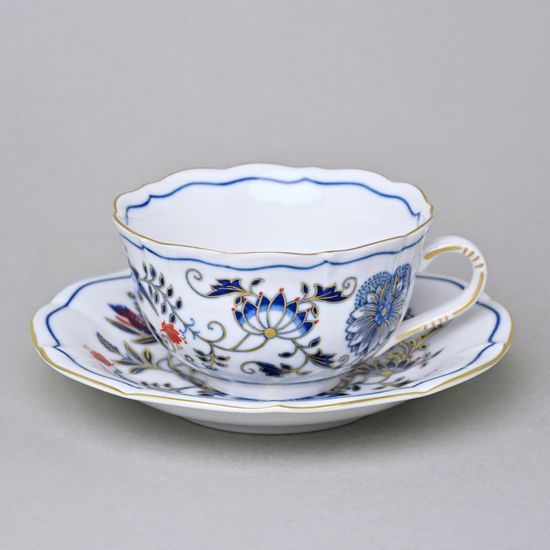 Šálek a podšálek C/1 + ZC1 (zrcadlový podšálek), 200 ml / 15,5 cm na čaj, rubínová červeň + zlato, Český porcelán a.s.