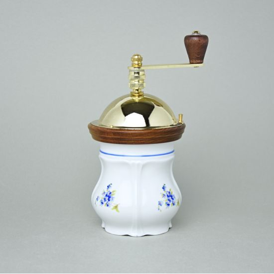 Coffee mill table 21 cm, Forget-me-not-flower, Cesky porcelain