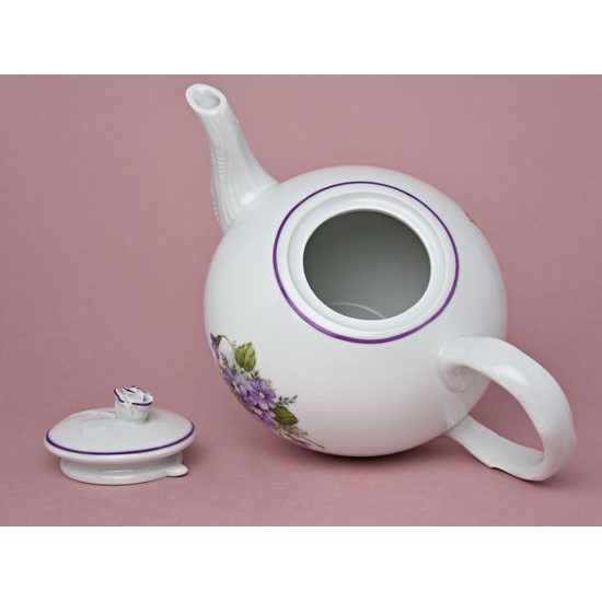 Konvice čajová "se sítkem" s víčkem 1,20 l, fialky, Český porcelán a.s.