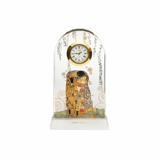 Desk clock Gustav Klimt - The Kiss, 6 / 3,5 / 11 cm, Glass, Goebel