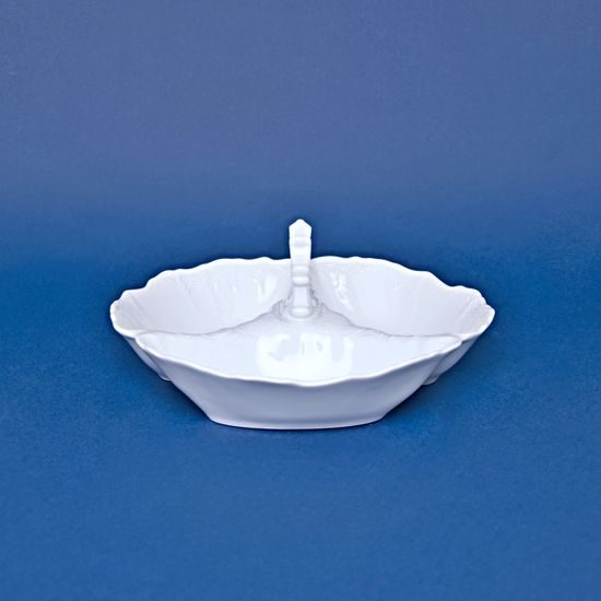 Bowl cabaret 23 cm with handle, Thun 1794 Carlsbad porcelain, BERNADOTTE white