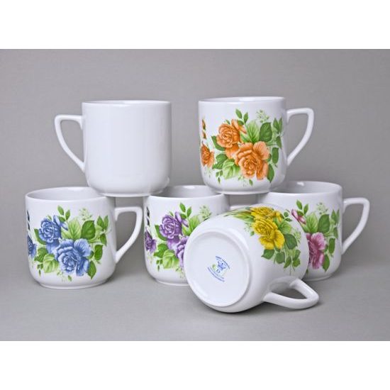 Hrnek Pětka 0,38 l, růže - sada 6 ks., Český porcelán a.s.