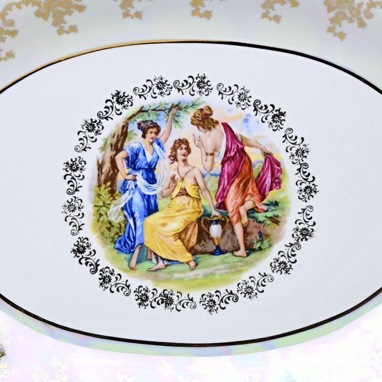 Dish oval 38 cm, The Three Graces + gold, Carlsbad porcelain