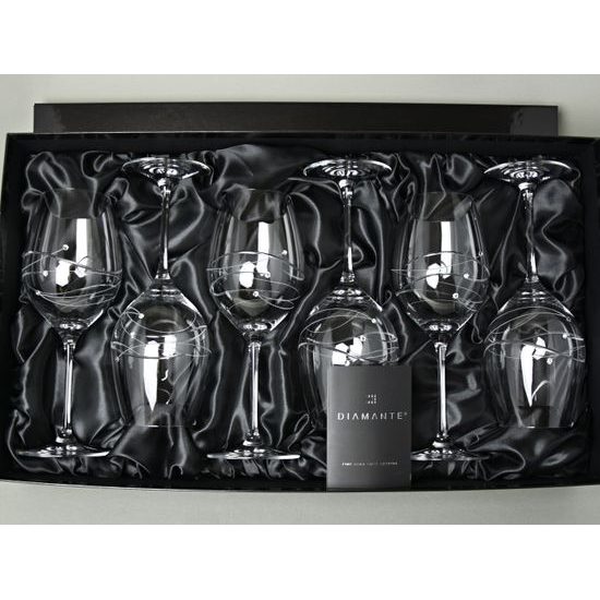 Spirála - Set 6 sklenic na červené víno 470 ml, krystaly Swarovski, DIAMANTE
