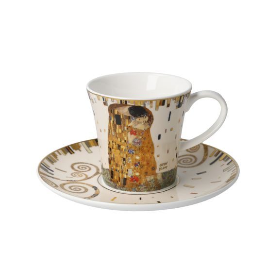 Coffee cup and saucer Gustav Klimt - The Kiss, 200 ml / 15,5 cm, Fine Bone China, Goebel