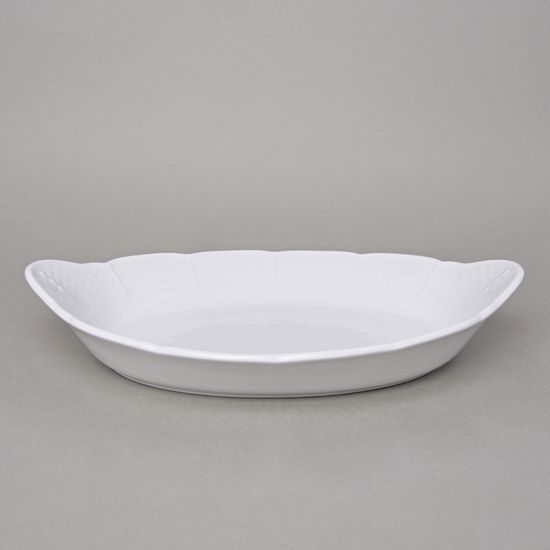 Bread basket 33 cm, Thun 1794 Carlsbad porcelain, Natalie white