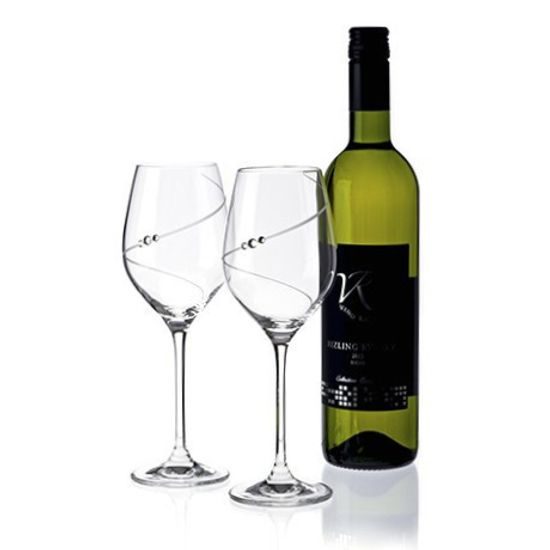 Silueta - Set 2 sklenic na bílé víno 360 ml, krystaly Swarovski, DIAMANTE
