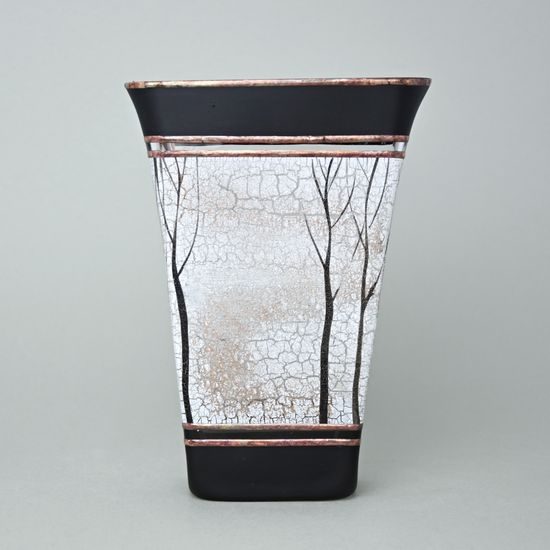 Studio Miracle: Vase white-black, 22 cm, hand decoration Vlasta Voborníková