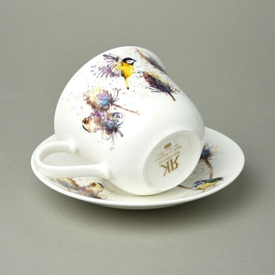 Birds and Teasels: Cup 420 ml and saucer 17 cm, Roy Kirkham fine bone china