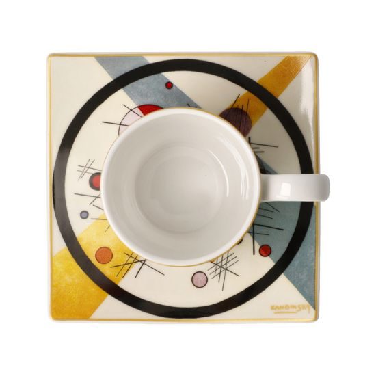 Šálek 100 ml a podšálek na espresso 10,5 cm, Kruhy v kruhu, jemný kostní porcelán, V. Kandinskij, Goebel