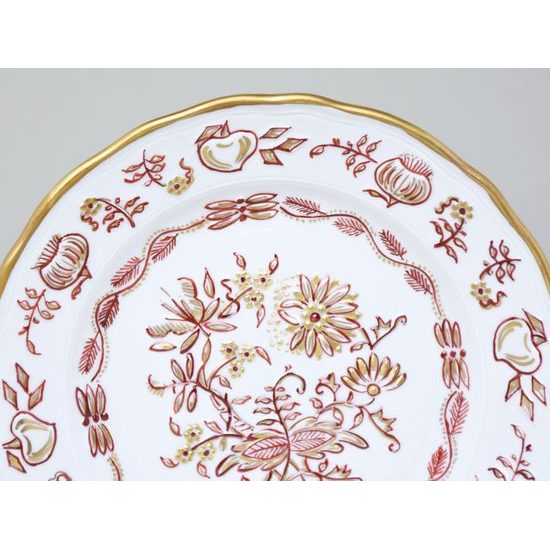 Elegance: Dessert Plate 19 cm, Gold + Ruby, Hand-decorated by Vilém Janoušek, Český porcelán a.s