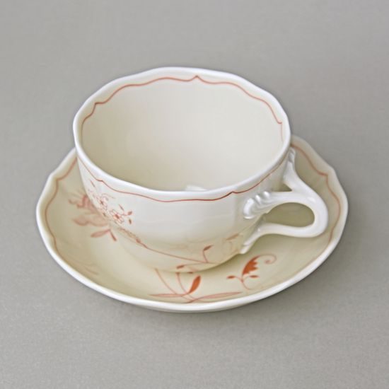 Šálek a podšálek B + B, 210 ml / 14 cm na kávu, cibulák ECO červený na ivory, Český porcelán a.s.