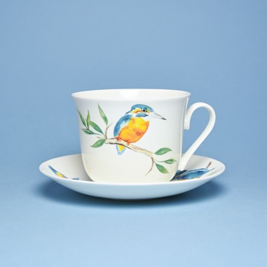 Kingfisher Glory: Breakfast cup 420 ml and saucer, Roy Kirkham Fine Bone China