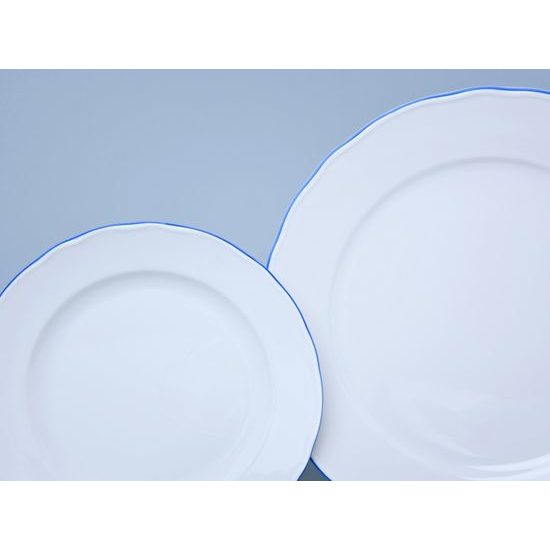 Plate set for 6 pers. big, White with blue line, Cesky porcelan a.s.