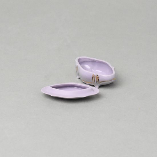 Dóza miniaturní 6 cm, lila + zlato, Český porcelán a.s.