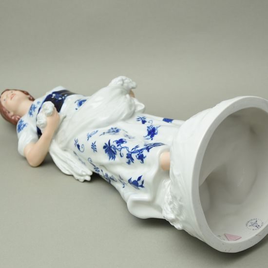 Dívka se snopem 53 cm, cibulák + kobalt, Porcelánové figurky Duchcov