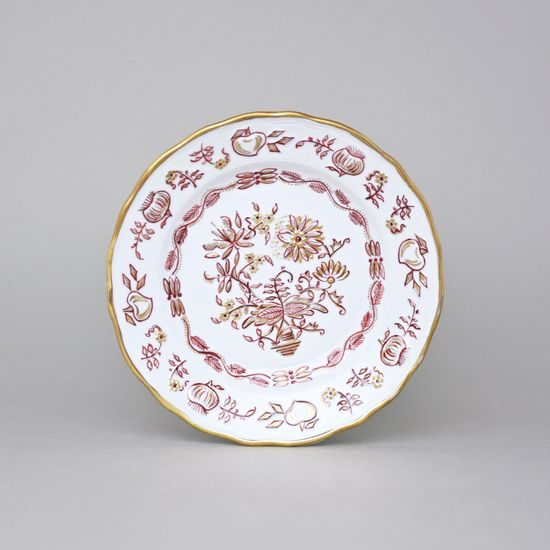 Elegance: Dessert Plate 19 cm, Gold + Ruby, Hand-decorated by Vilém Janoušek, Český porcelán a.s