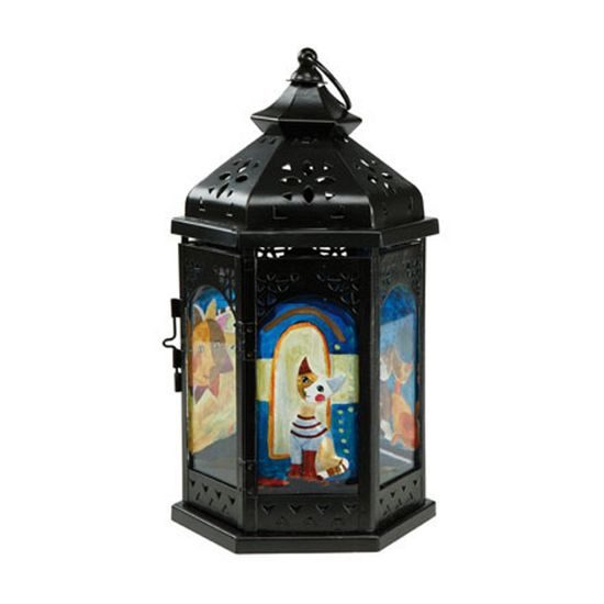 Lampa - lucerna 20 cm, kov-sklo, Kočky Goebel R. Wachtmeister