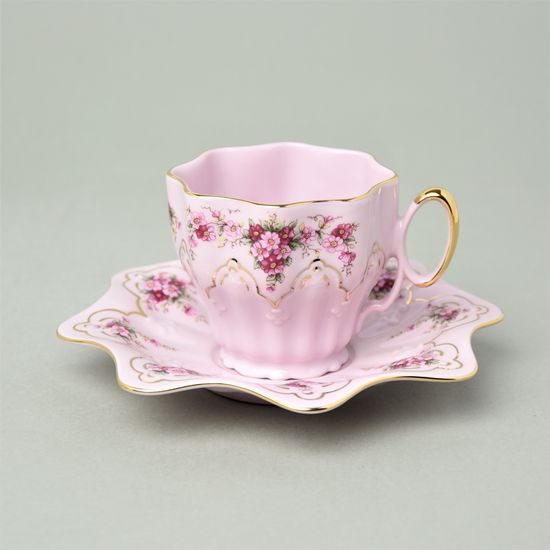 Cup 140 ml and saucer 16 cm Klára 417, Rose China Chodov