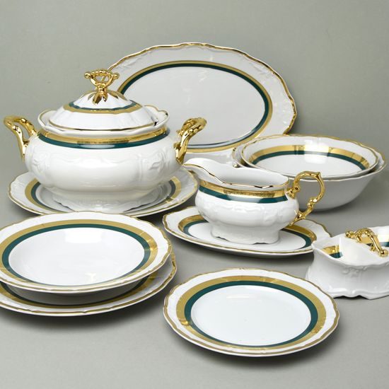 Jídelní sada pro 6 osob, Marie Louise 8800501 zlato + zelená, Thun 1794 a.s.
