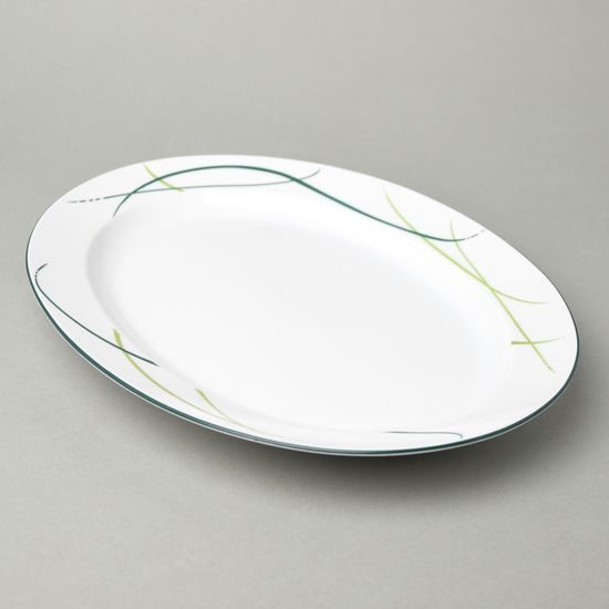 Mísa oválná 32 cm, Thun 1794, karlovarský porcelán, OPÁL tráva