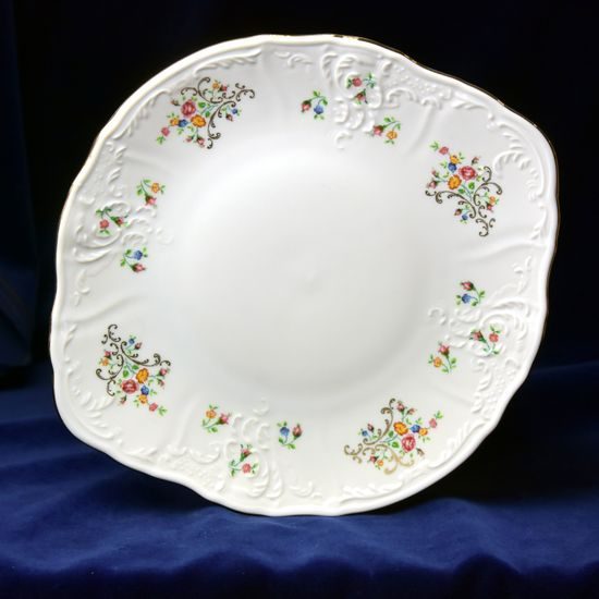 Talíř koláčový 27 cm, Thun 1794, karlovarský porcelán, BERNADOTTE kytička se zlatem