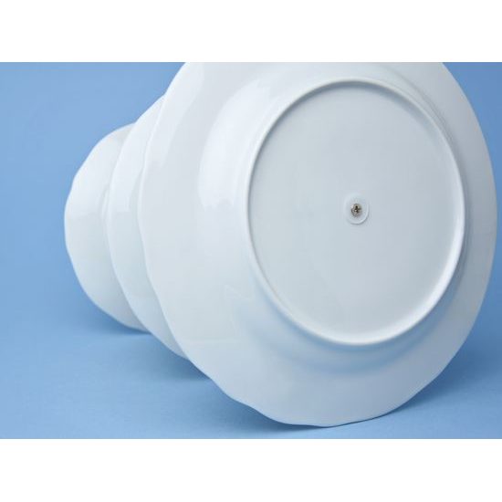 Etažer třídílný - talíře plné / zlacená tyčka, Bílý porcelán, Český porcelán a.s.