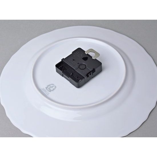 Hodiny nástěnné 27 cm, Thun 1794, karlovarský porcelán, BERNADOTTE bílá + kytičky